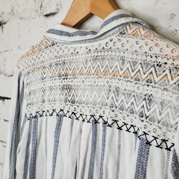 Vintage American Blues Roadtrip Striped Mackenzie Blouse Sz. Large White… - Picture 5 of 10